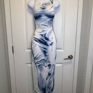 SHEIN Navy and White Swirl Midi Dress